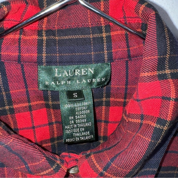 lauren ralph lauren Small‎ Red Blue Plaid Collar Button Down Top CP - Picture 3 of 4